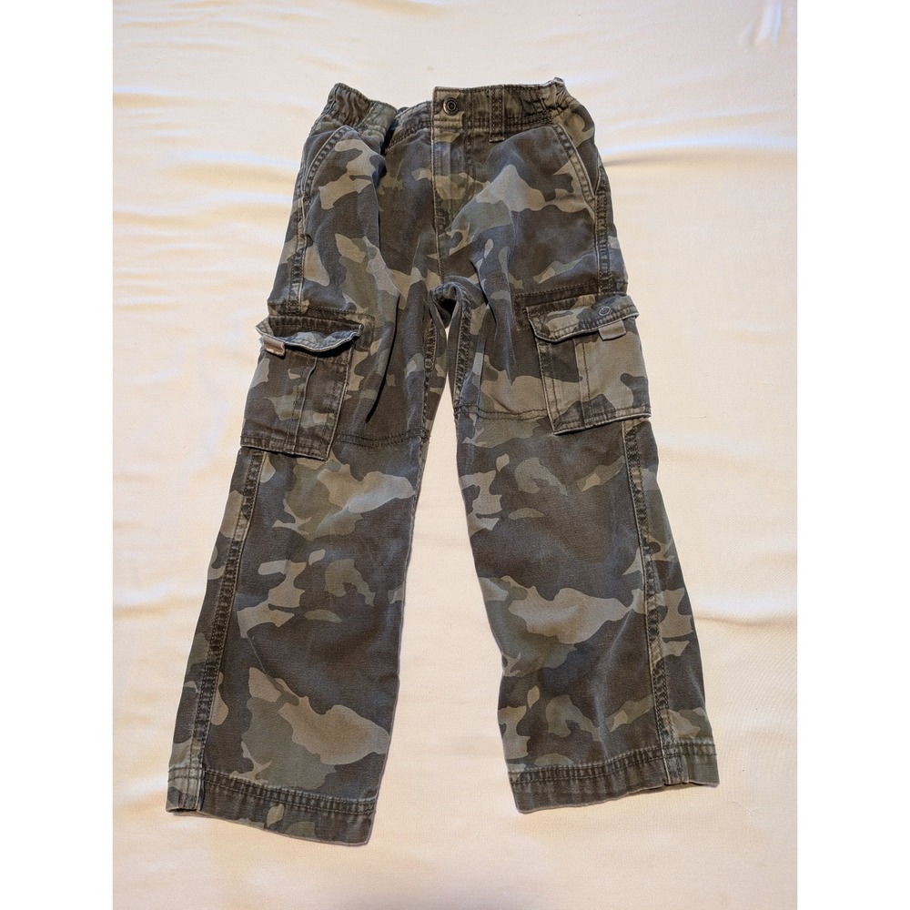 Arizona Jean Co Boys Camo Cargo Pants Size 5 Green Camouflage Adjustable Waist